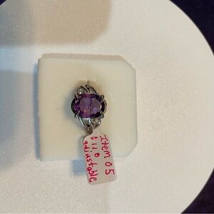 AAA Amethyst ring Plated Silver w cubic, zirconia, 12x10mm Item 5
